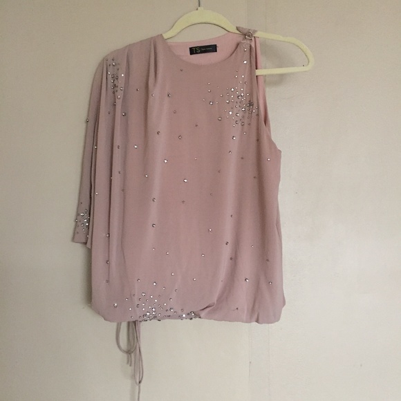 Silk embellished one-shoulder blouse - Picture 4 of 6